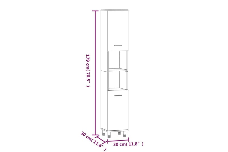 beBasic Badrumsskåp rökfärgad ek 30x30x179 cm konstruerat trä - Brown - Hus & renovering - Kök & bad - Badrum - Badrumsmöbler & badrumsinredning - Badrumsskåp