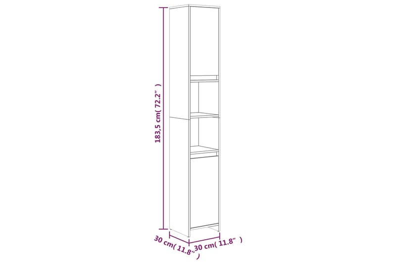 beBasic Badrumsskåp rökfärgad ek 30x30x183,5 cm konstruerat trä - Brown - Hus & renovering - Kök & bad - Badrum - Badrumsmöbler & badrumsinredning - Badrumsskåp