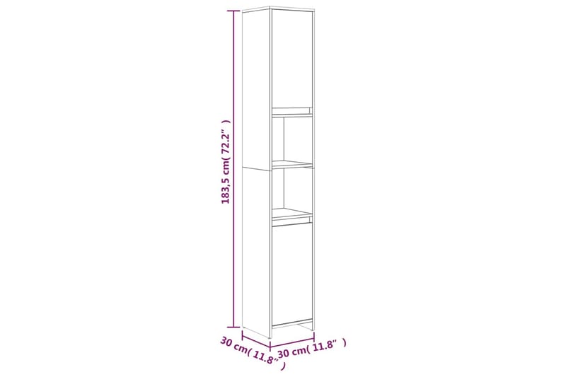 beBasic Badrumsskåp rökfärgad ek 30x30x183,5 cm konstruerat trä - Brown - Badrumsskåp - Tvättskåp - Väggskåp & högskåp