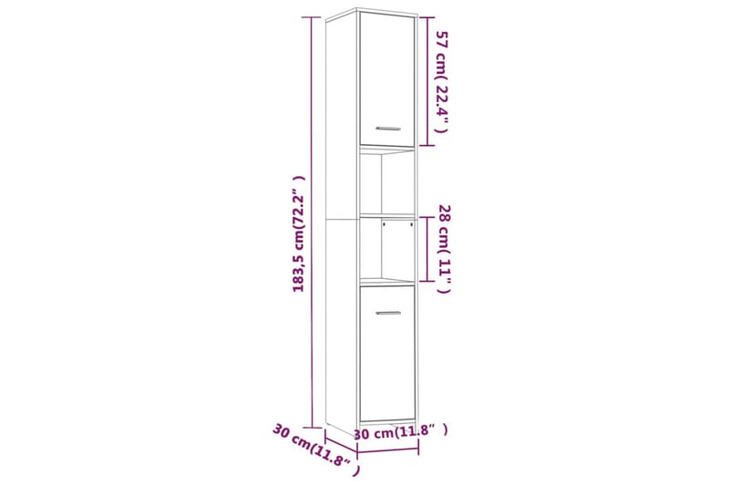 beBasic Badrumsskåp rökfärgad ek 30x30x183,5 cm konstruerat trä - Brown - Hus & renovering - Kök & bad - Badrum - Badrumsmöbler & badrumsinredning - Badrumsskåp