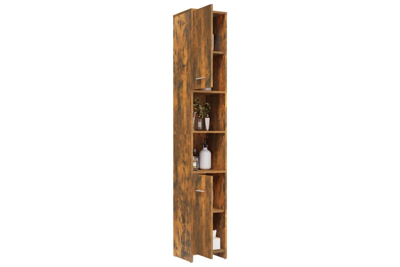beBasic Badrumsskåp rökfärgad ek 30x30x183,5 cm konstruerat trä - Brown - Hus & renovering - Kök & bad - Badrum - Badrumsmöbler & badrumsinredning - Badrumsskåp