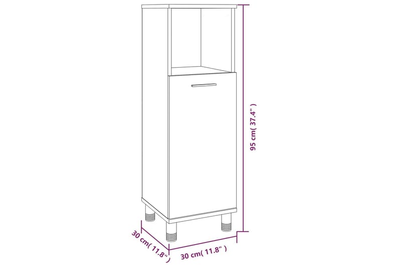 beBasic Badrumsskåp rökfärgad ek 30x30x95 cm konstruerat trä - Brown - Hus & renovering - Kök & bad - Badrum - Badrumsmöbler & badrumsinredning - Badrumsskåp