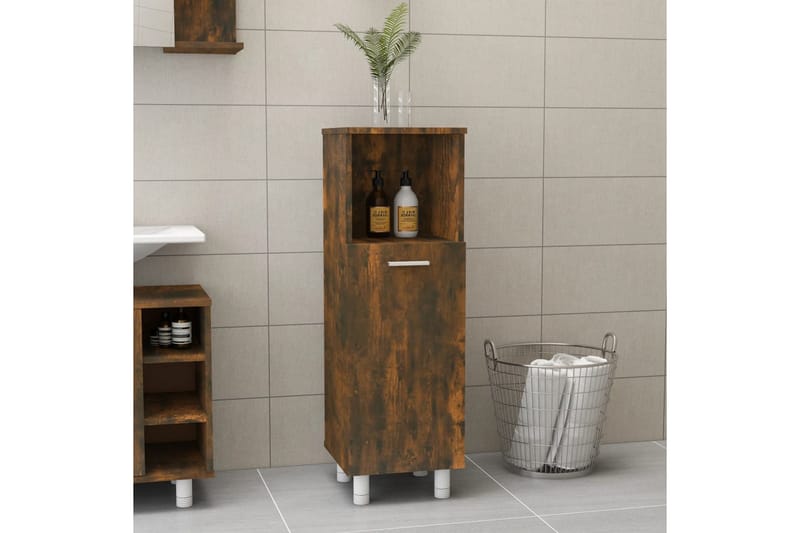 beBasic Badrumsskåp rökfärgad ek 30x30x95 cm konstruerat trä - Brown - Hus & renovering - Kök & bad - Badrum - Badrumsmöbler & badrumsinredning - Badrumsskåp