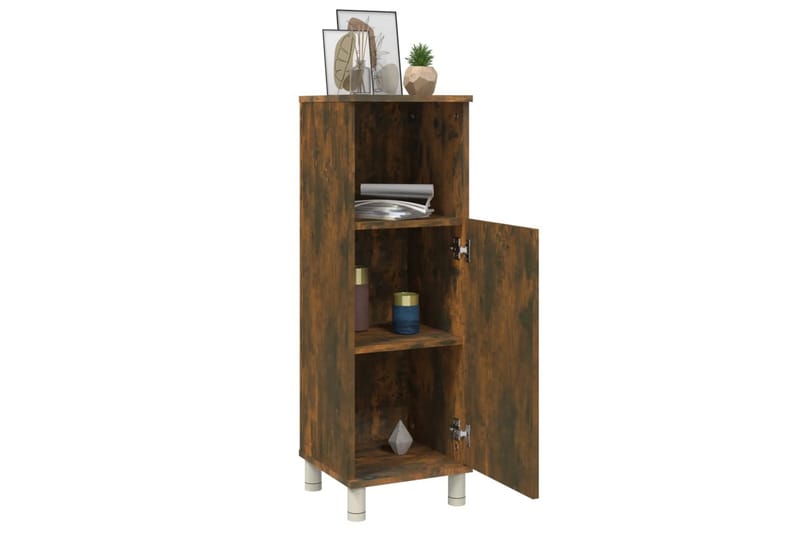 beBasic Badrumsskåp rökfärgad ek 30x30x95 cm konstruerat trä - Brown - Hus & renovering - Kök & bad - Badrum - Badrumsmöbler & badrumsinredning - Badrumsskåp