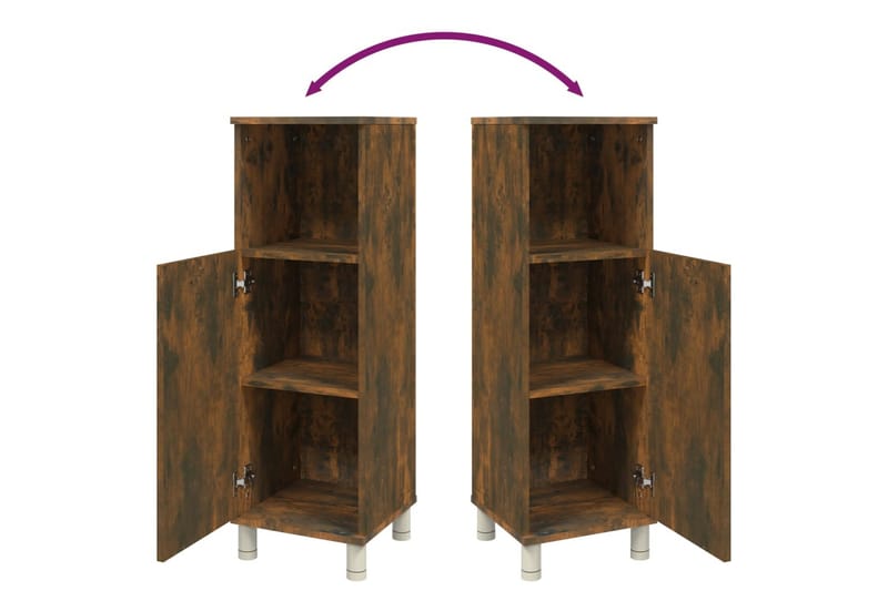 beBasic Badrumsskåp rökfärgad ek 30x30x95 cm konstruerat trä - Brown - Hus & renovering - Kök & bad - Badrum - Badrumsmöbler & badrumsinredning - Badrumsskåp