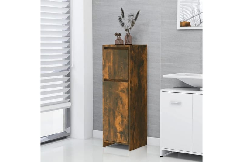 beBasic Badrumsskåp rökfärgad ek 30x30x95 cm konstruerat trä - Brown - Hus & renovering - Kök & bad - Badrum - Badrumsmöbler & badrumsinredning - Badrumsskåp