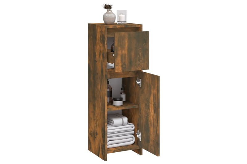 beBasic Badrumsskåp rökfärgad ek 30x30x95 cm konstruerat trä - Brown - Hus & renovering - Kök & bad - Badrum - Badrumsmöbler & badrumsinredning - Badrumsskåp