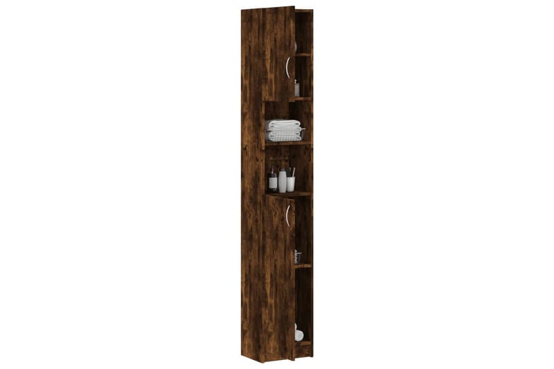 beBasic Badrumsskåp rökfärgad ek 32x25,5x190 cm konstruerat trä - Brown - Hus & renovering - Kök & bad - Badrum - Badrumsmöbler & badrumsinredning - Badrumsskåp