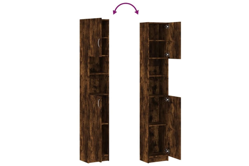 beBasic Badrumsskåp rökfärgad ek 32x25,5x190 cm konstruerat trä - Brown - Hus & renovering - Kök & bad - Badrum - Badrumsmöbler & badrumsinredning - Badrumsskåp