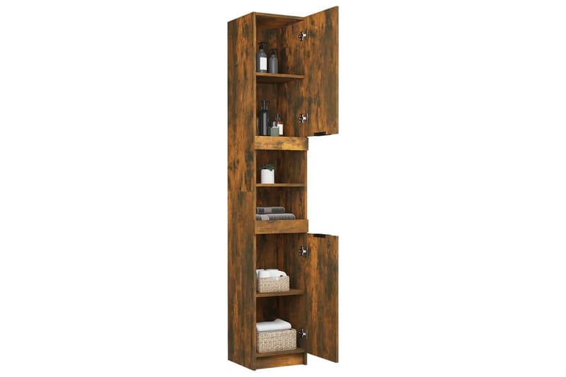 beBasic Badrumsskåp rökfärgad ek 32x34x188,5 cm konstruerat trä - Brown - Hus & renovering - Kök & bad - Badrum - Badrumsmöbler & badrumsinredning - Badrumsskåp