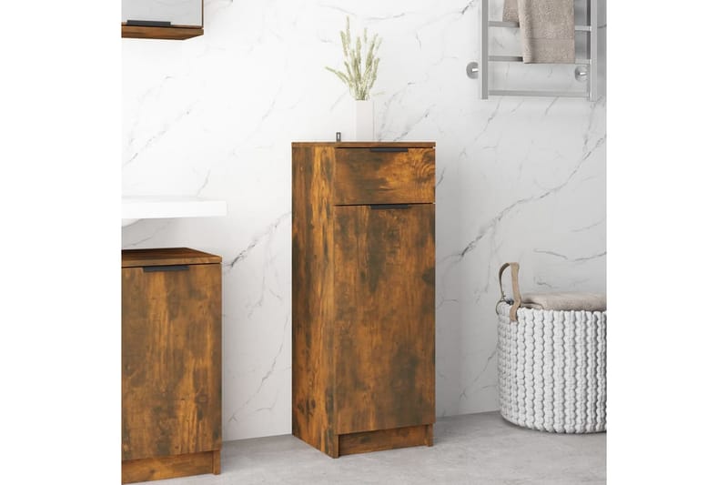 beBasic Badrumsskåp rökfärgad ek 32x34x90 cm konstruerat trä - Brown - Hus & renovering - Kök & bad - Badrum - Badrumsmöbler & badrumsinredning - Badrumsskåp