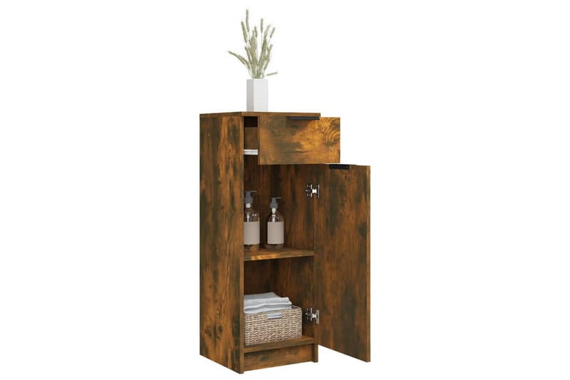 beBasic Badrumsskåp rökfärgad ek 32x34x90 cm konstruerat trä - Brown - Hus & renovering - Kök & bad - Badrum - Badrumsmöbler & badrumsinredning - Badrumsskåp