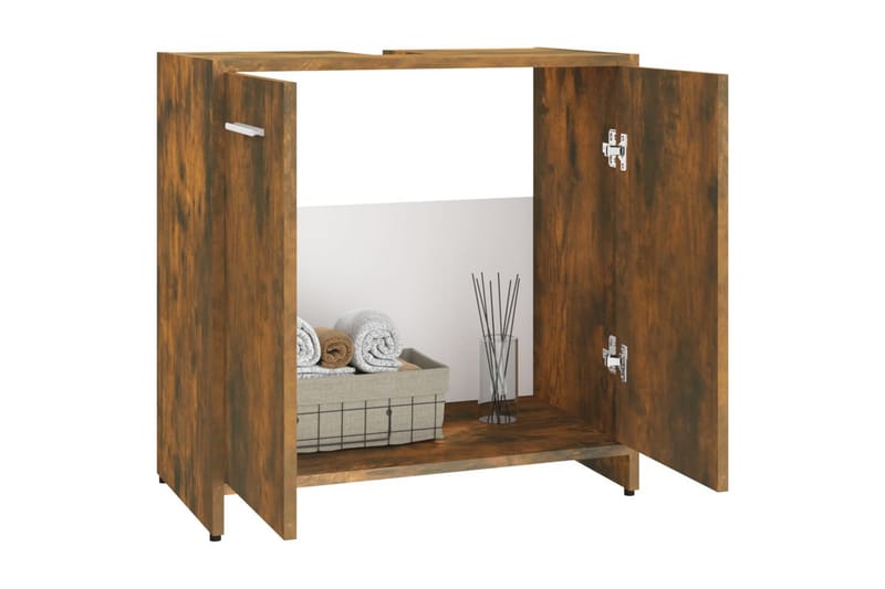 beBasic Badrumsskåp rökfärgad ek 60x33x60 cm konstruerat trä - Brown - Hus & renovering - Kök & bad - Badrum - Badrumsmöbler & badrumsinredning - Badrumsskåp