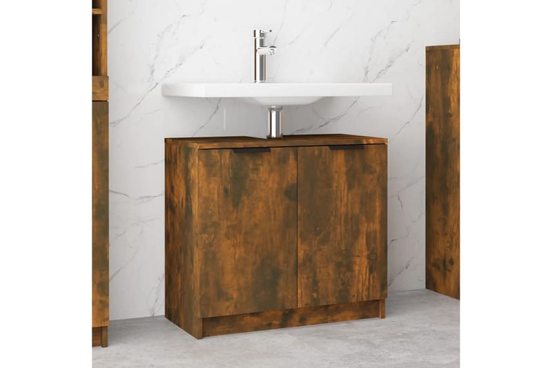 beBasic Badrumsskåp rökfärgad ek 64,5x33,5x59 cm konstruerat trä - Brown - Hus & renovering - Kök & bad - Badrum - Badrumsmöbler & badrumsinredning - Badrumsskåp