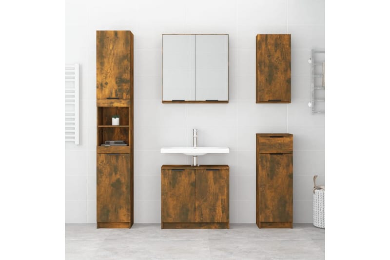 beBasic Badrumsskåp rökfärgad ek 64,5x33,5x59 cm konstruerat trä - Brown - Hus & renovering - Kök & bad - Badrum - Badrumsmöbler & badrumsinredning - Badrumsskåp