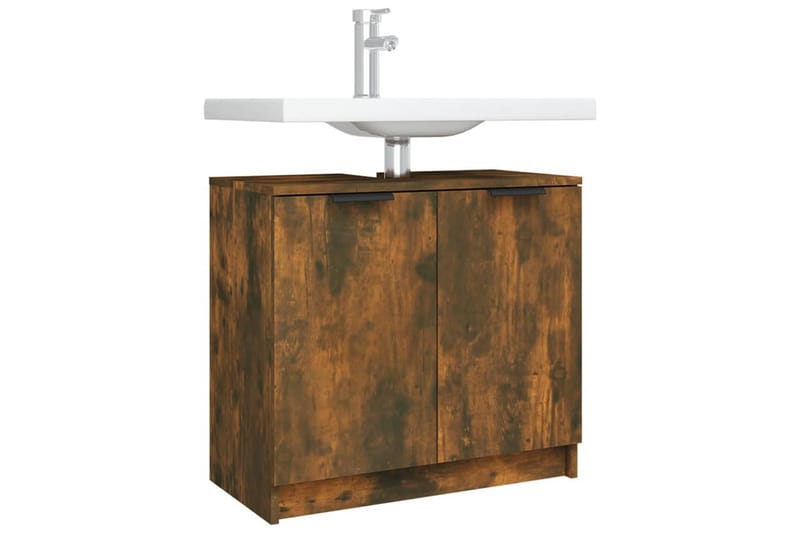 beBasic Badrumsskåp rökfärgad ek 64,5x33,5x59 cm konstruerat trä - Brown - Hus & renovering - Kök & bad - Badrum - Badrumsmöbler & badrumsinredning - Badrumsskåp