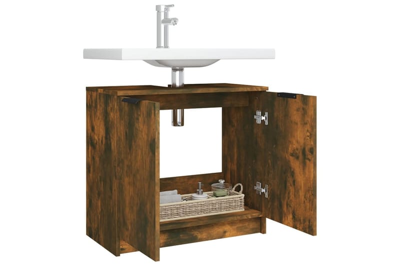 beBasic Badrumsskåp rökfärgad ek 64,5x33,5x59 cm konstruerat trä - Brown - Hus & renovering - Kök & bad - Badrum - Badrumsmöbler & badrumsinredning - Badrumsskåp
