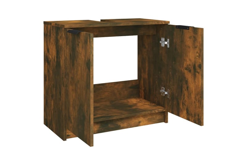beBasic Badrumsskåp rökfärgad ek 64,5x33,5x59 cm konstruerat trä - Brown - Hus & renovering - Kök & bad - Badrum - Badrumsmöbler & badrumsinredning - Badrumsskåp