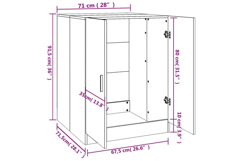beBasic Badrumsskåp rökfärgad ek 71x71,5x91,5 cm - Hus & renovering - Kök & bad - Badrum - Badrumsmöbler & badrumsinredning - Badrumsskåp