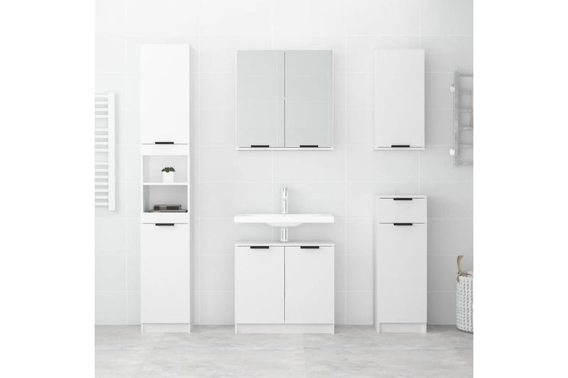 beBasic Badrumsskåp vit 32x34x188,5 cm konstruerat trä - White - Hus & renovering - Kök & bad - Badrum - Badrumsmöbler & badrumsinredning - Badrumsskåp