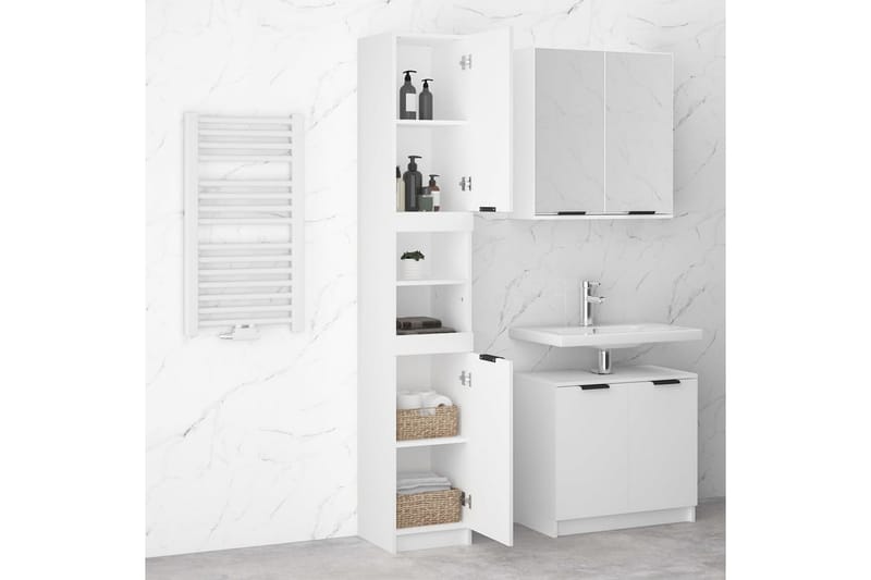 beBasic Badrumsskåp vit 32x34x188,5 cm konstruerat trä - White - Hus & renovering - Kök & bad - Badrum - Badrumsmöbler & badrumsinredning - Badrumsskåp
