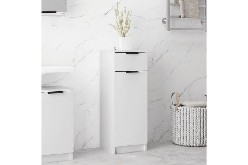 beBasic Badrumsskåp vit högglans 32x34x90 cm konstruerat trä - White - Hus & renovering - Kök & bad - Badrum - Badrumsmöbler & badrumsinredning - Badrumsskåp