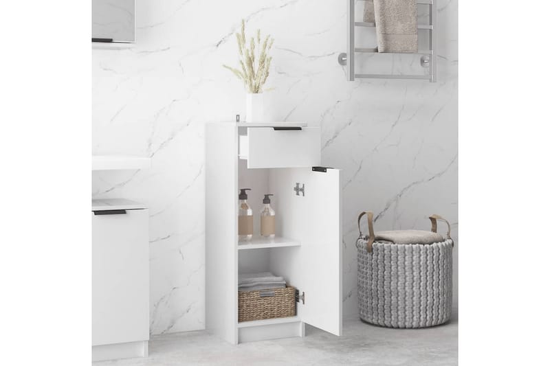 beBasic Badrumsskåp vit högglans 32x34x90 cm konstruerat trä - White - Hus & renovering - Kök & bad - Badrum - Badrumsmöbler & badrumsinredning - Badrumsskåp