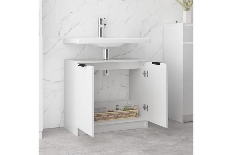 beBasic Badrumsskåp vit högglans 64,5x33,5x59 cm konstruerat trä - White - Hus & renovering - Kök & bad - Badrum - Badrumsmöbler & badrumsinredning - Badrumsskåp