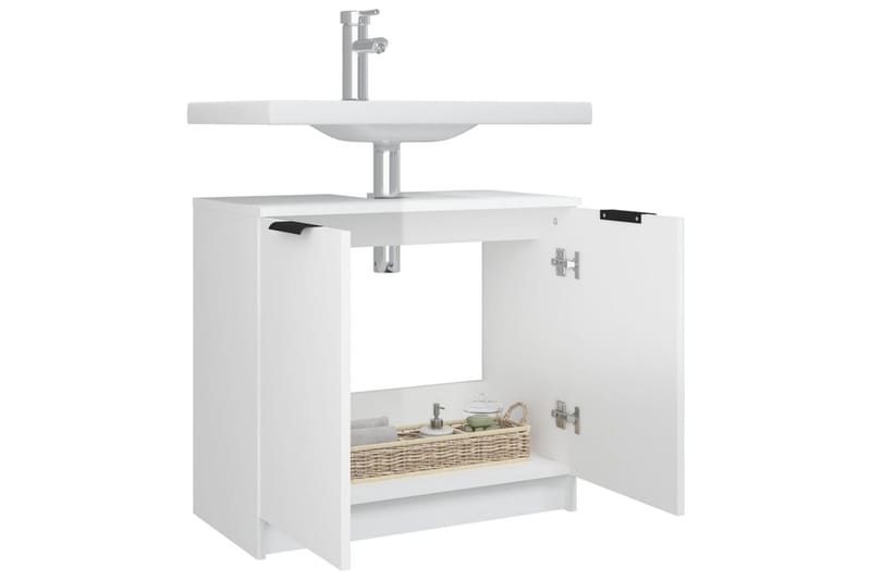 beBasic Badrumsskåp vit högglans 64,5x33,5x59 cm konstruerat trä - White - Hus & renovering - Kök & bad - Badrum - Badrumsmöbler & badrumsinredning - Badrumsskåp