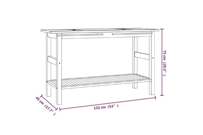 beBasic Handfatsbänk med handfat i flodsten massiv teak - Black - Tvättställsskåp & kommod