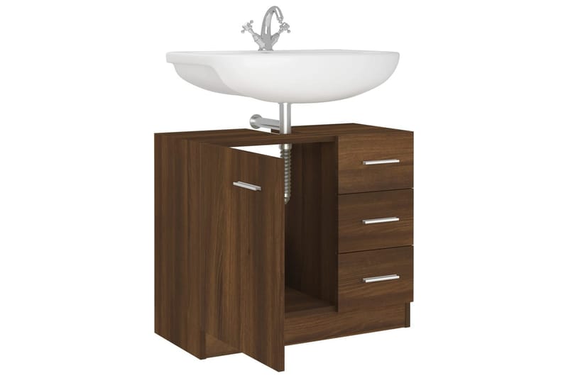 beBasic Handfatsskåp Brun ek 63x30x54 cm konstruerat trä - Brown - Hus & renovering - Kök & bad - Badrum - Badrumsmöbler & badrumsinredning - Tvättställsskåp & kommod