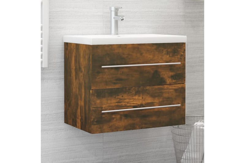 beBasic Handfatsskåp rökfärgad ek 60x38,5x48 cm konstruerat trä - Brown - Hus & renovering - Kök & bad - Badrum - Badrumsmöbler & badrumsinredning - Tvättställsskåp & kommod