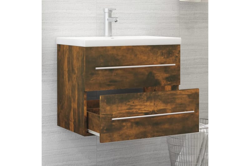 beBasic Handfatsskåp rökfärgad ek 60x38,5x48 cm konstruerat trä - Brown - Hus & renovering - Kök & bad - Badrum - Badrumsmöbler & badrumsinredning - Tvättställsskåp & kommod