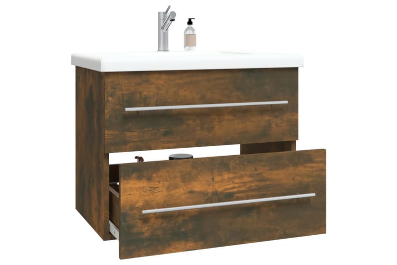 beBasic Handfatsskåp rökfärgad ek 60x38,5x48 cm konstruerat trä - Brown - Hus & renovering - Kök & bad - Badrum - Badrumsmöbler & badrumsinredning - Tvättställsskåp & kommod