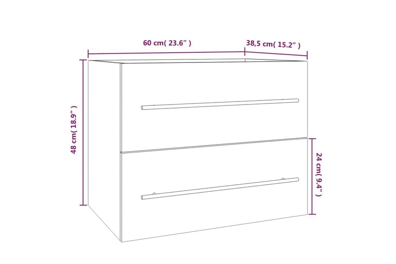 beBasic Handfatsskåp rökfärgad ek 60x38,5x48 cm konstruerat trä - Brown - Hus & renovering - Kök & bad - Badrum - Badrumsmöbler & badrumsinredning - Tvättställsskåp & kommod
