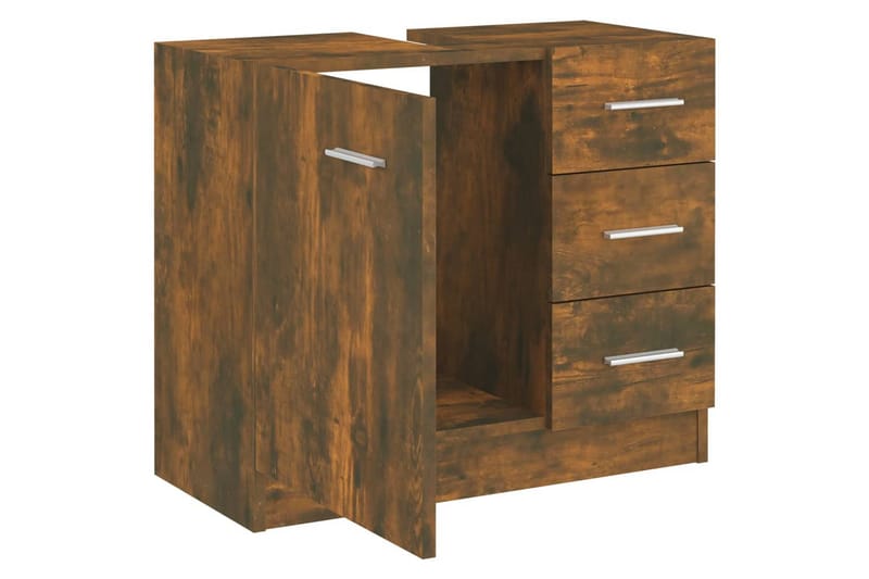 beBasic Handfatsskåp rökfärgad ek 63x30x54 cm konstruerat trä - Brown - Hus & renovering - Kök & bad - Badrum - Badrumsmöbler & badrumsinredning - Tvättställsskåp & kommod