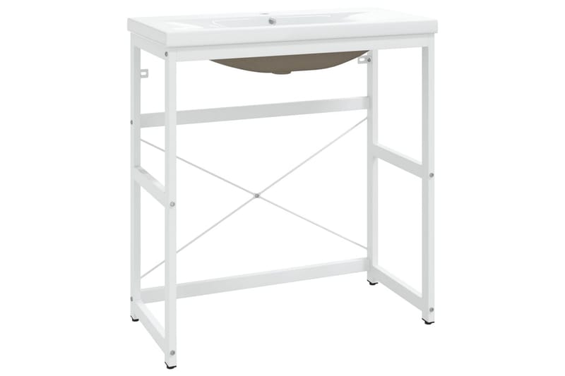beBasic Handfatsställ med inbyggt handfat vit järn - White - Hus & renovering - Kök & bad - Badrum - Badrumsmöbler & badrumsinredning - Tvättställsskåp & kommod