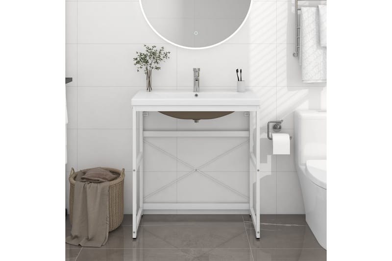 beBasic Handfatsställ med inbyggt handfat vit järn - White - Hus & renovering - Kök & bad - Badrum - Badrumsmöbler & badrumsinredning - Tvättställsskåp & kommod