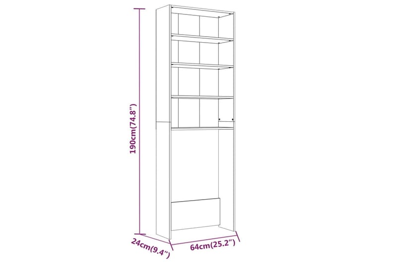 beBasic Skåp för tvättmaskin grå sonoma 64x24x190 cm - Hus & renovering - Kök & bad - Badrum - Badrumsmöbler & badrumsinredning - Badrumsskåp