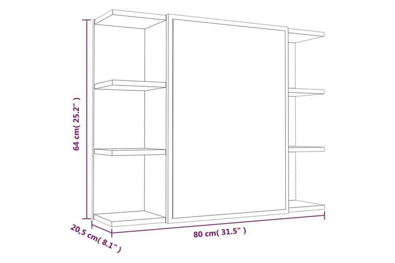 beBasic Spegelskåp för badrum Grå Sonoma 80x20,5x64 cm konstruerat trä - Grey - Spegelskåp badrum