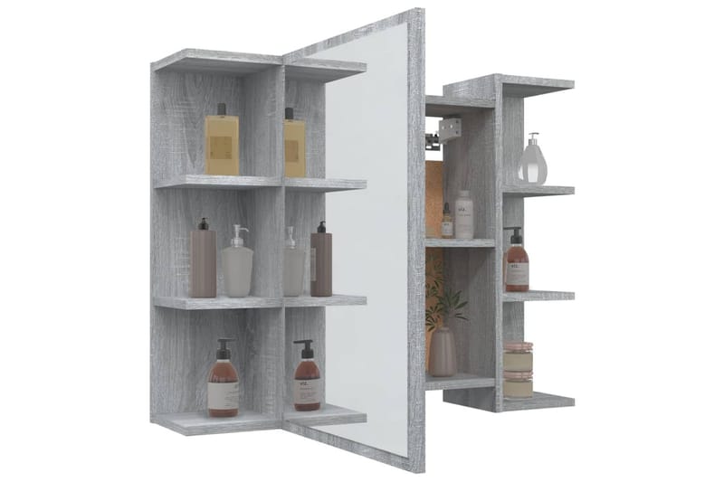 beBasic Spegelskåp för badrum Grå Sonoma 80x20,5x64 cm konstruerat trä - Grey - Hus & renovering - Kök & bad - Badrum - Badrumsmöbler & badrumsinredning - Spegelskåp badrum