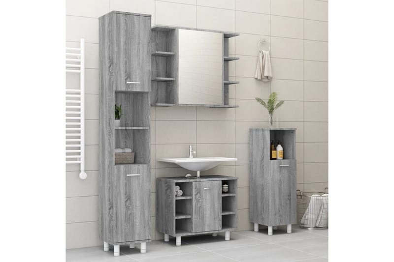 beBasic Spegelskåp för badrum Grå Sonoma 80x20,5x64 cm konstruerat trä - Grey - Hus & renovering - Kök & bad - Badrum - Badrumsmöbler & badrumsinredning - Spegelskåp badrum