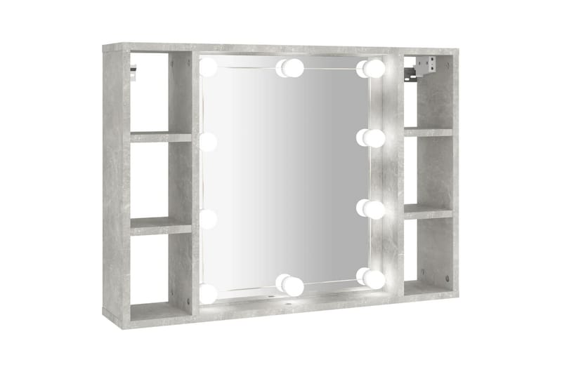 beBasic Spegelskåp med LED betonggrå 76x15x55 cm - Grey - Spegelskåp badrum
