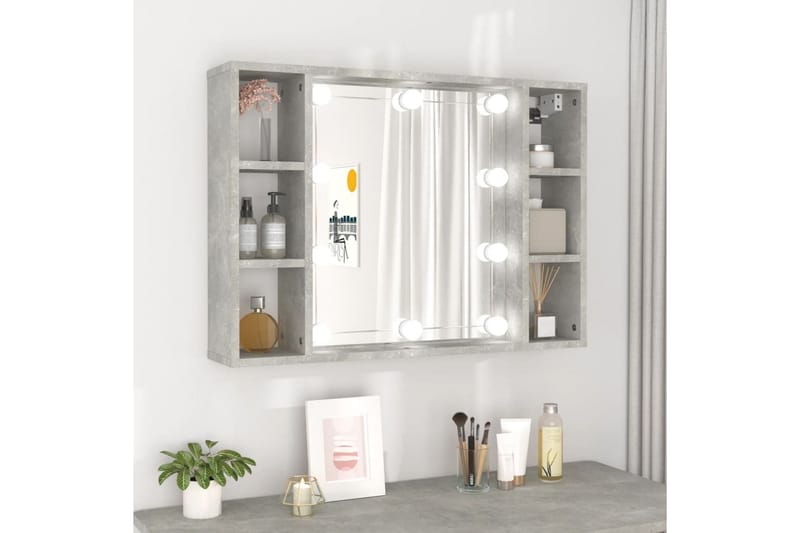 beBasic Spegelskåp med LED betonggrå 76x15x55 cm - Grey - Hus & renovering - Kök & bad - Badrum - Badrumsmöbler & badrumsinredning - Spegelskåp badrum
