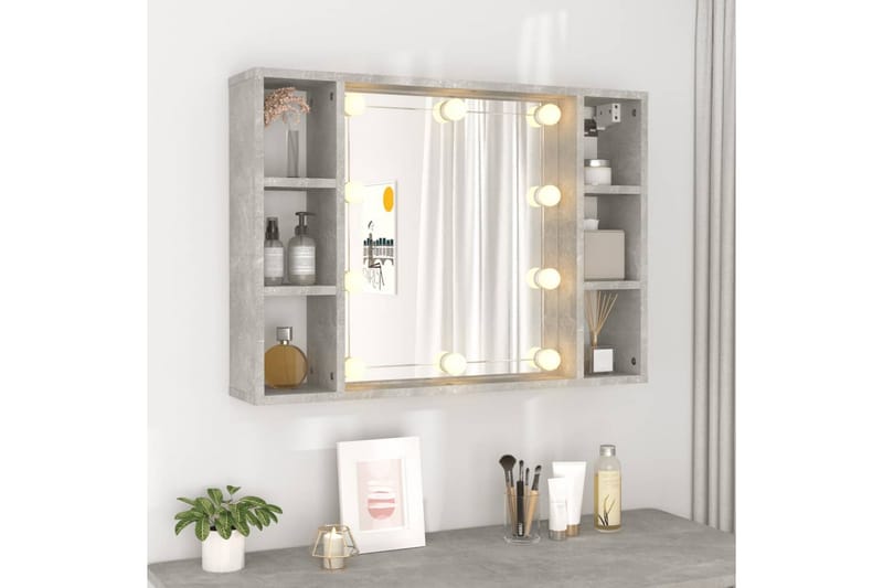 beBasic Spegelskåp med LED betonggrå 76x15x55 cm - Grey - Hus & renovering - Kök & bad - Badrum - Badrumsmöbler & badrumsinredning - Spegelskåp badrum