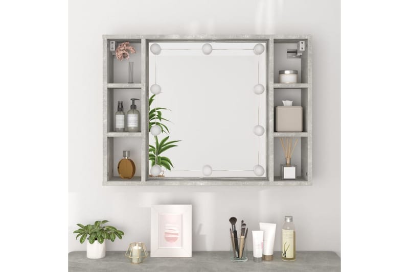 beBasic Spegelskåp med LED betonggrå 76x15x55 cm - Grey - Hus & renovering - Kök & bad - Badrum - Badrumsmöbler & badrumsinredning - Spegelskåp badrum