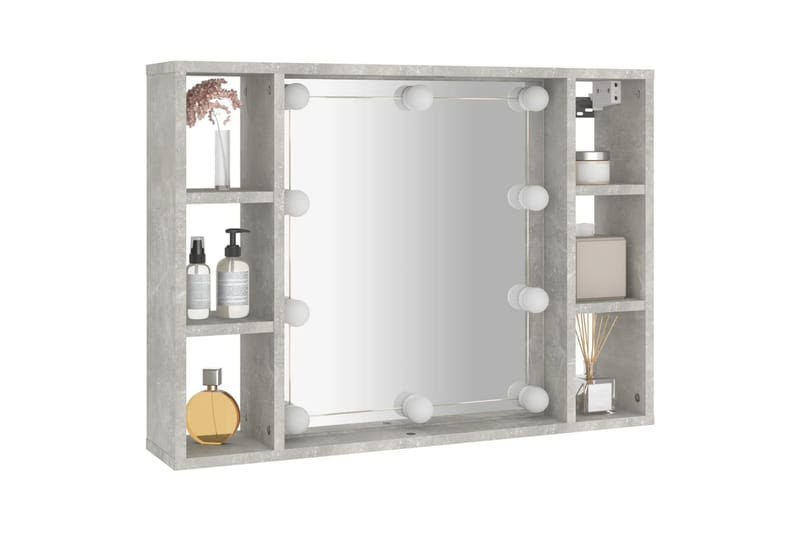 beBasic Spegelskåp med LED betonggrå 76x15x55 cm - Grey - Hus & renovering - Kök & bad - Badrum - Badrumsmöbler & badrumsinredning - Spegelskåp badrum