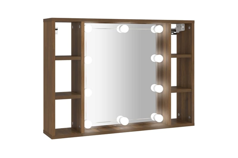 beBasic Spegelskåp med LED brun ek 76x15x55 cm - Brown - Spegelskåp badrum