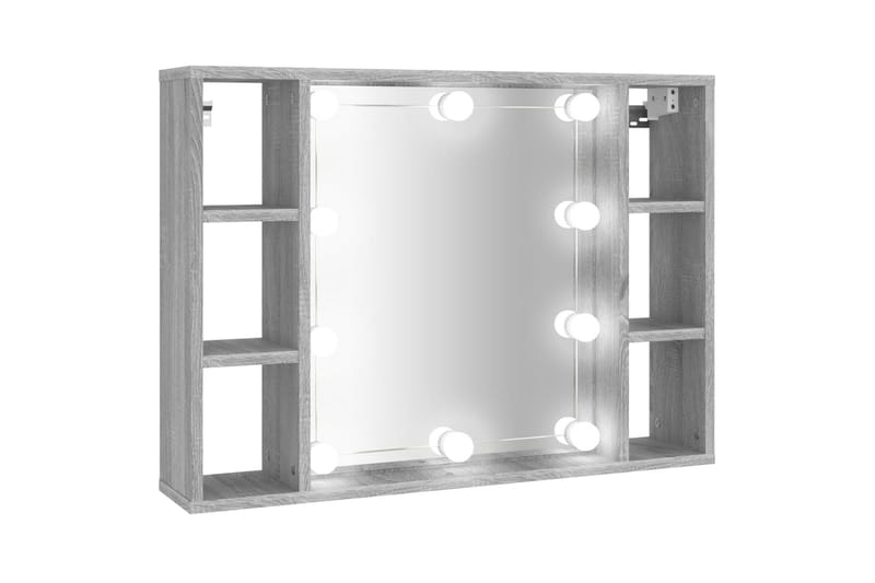 beBasic Spegelskåp med LED grå sonoma 76x15x55 cm - Grey - Spegelskåp badrum