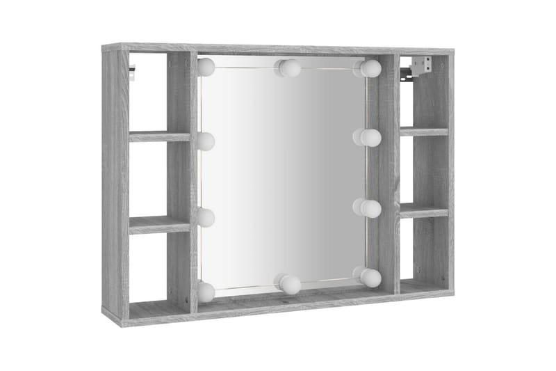 beBasic Spegelskåp med LED grå sonoma 76x15x55 cm - Grey - Spegelskåp badrum